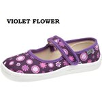 Beda Barefoot kinders canvas ballerina Violet Flower