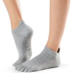 ToeSox Full Toe Low Rise Grip Socks Lichtgrijs