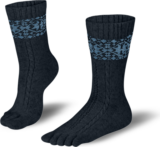 Knitido Merino & Cashmere Snowflakes Antrasitt / Lyseblå