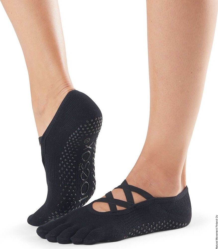 ToeSox Full Toe Elle Grip Socks Black