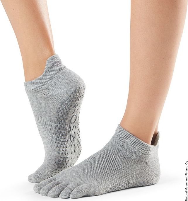 ToeSox Full Toe Low Rise Grip Socks Jasnoszary
